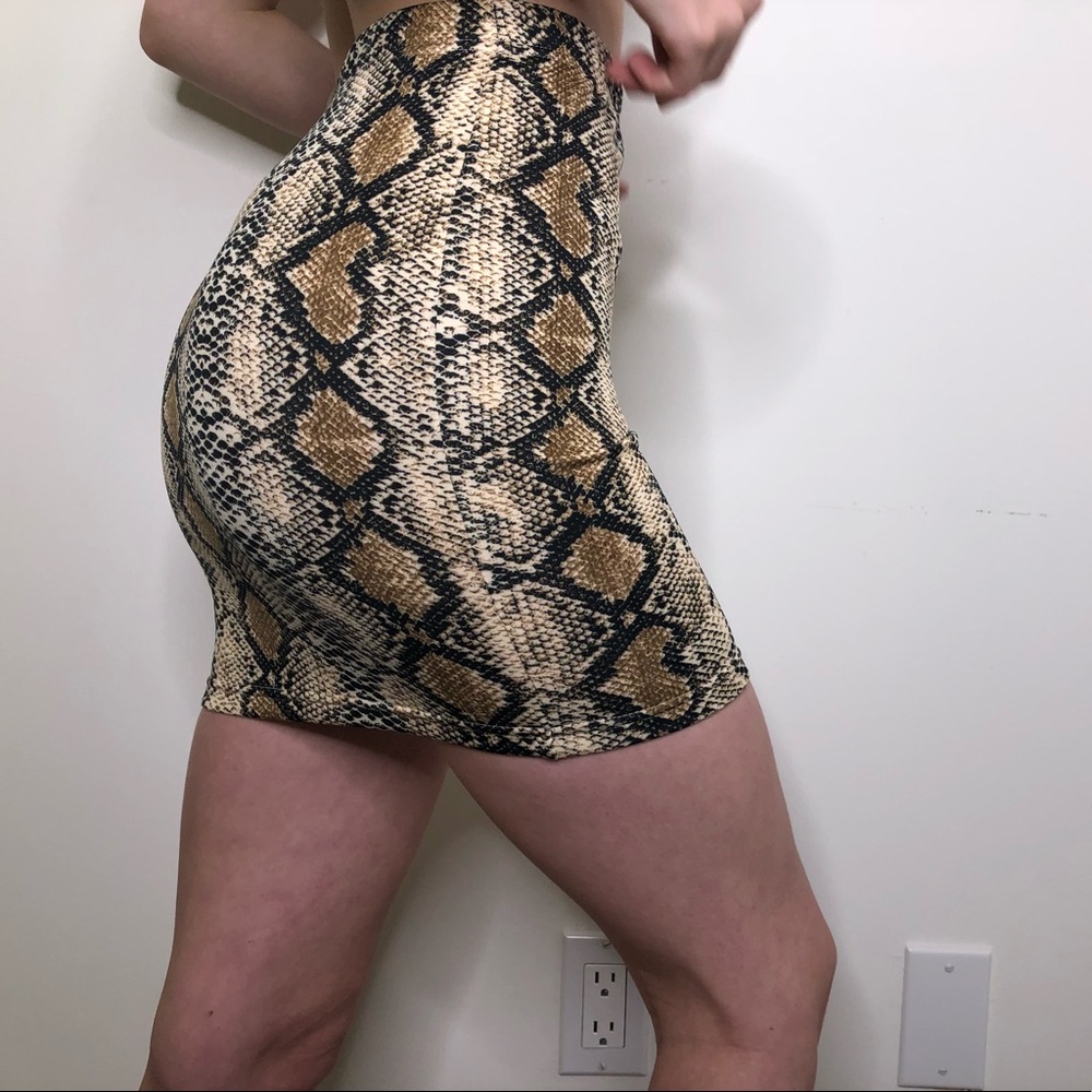 Twice Shy Brown Snake Print Skirt